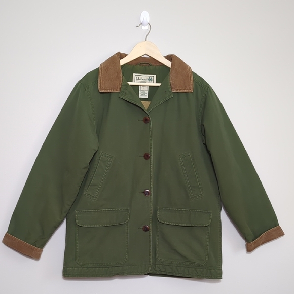L.L. Bean Jackets & Blazers - Vtg L.L. Bean Women's Adirondack Chore Barn Coat Corduroy Collar Forest Green Lg